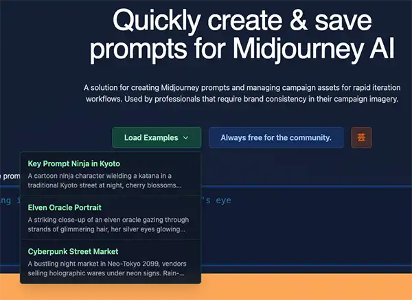 Load Examples Dropdown
