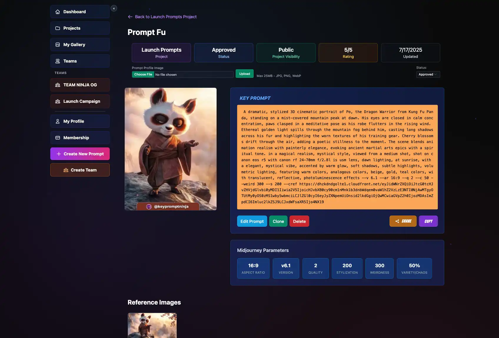 Prompt Management Page