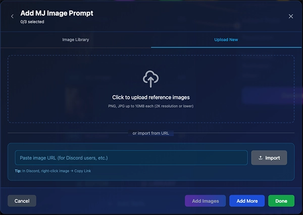 Uploader dialog for images and URLs