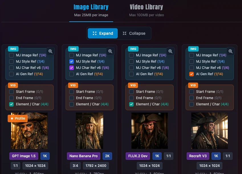 Image and Video Library interface showing CloudFront storage